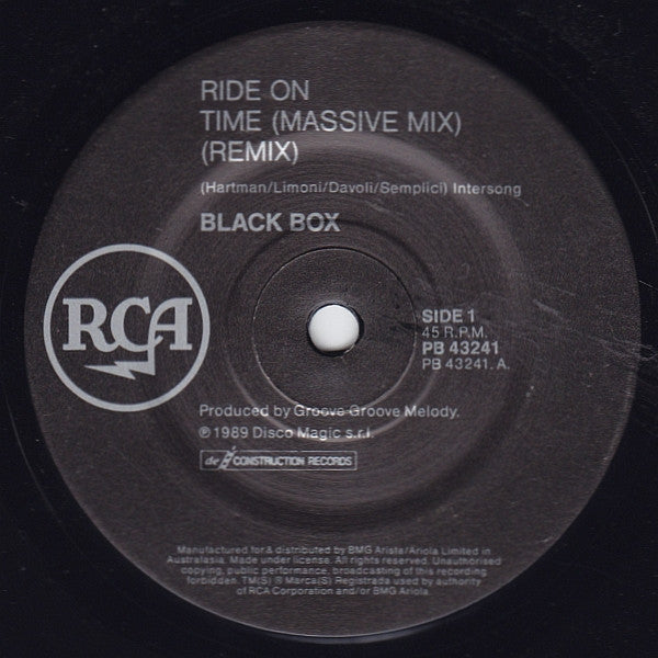 Black Box : Ride On Time (Remix) (7", Single, Gen)