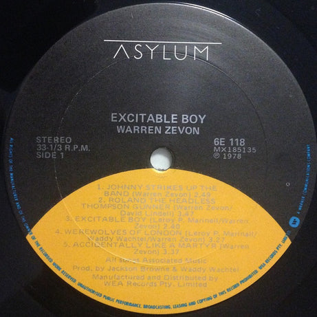 Warren Zevon : Excitable Boy (LP, Album, RE)