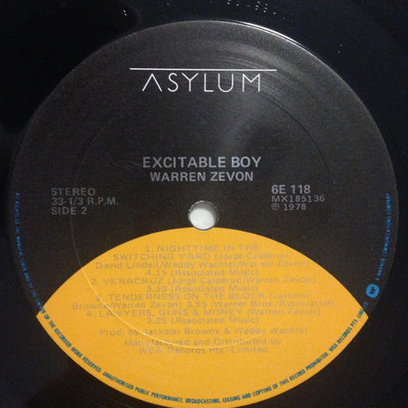 Warren Zevon : Excitable Boy (LP, Album, RE)