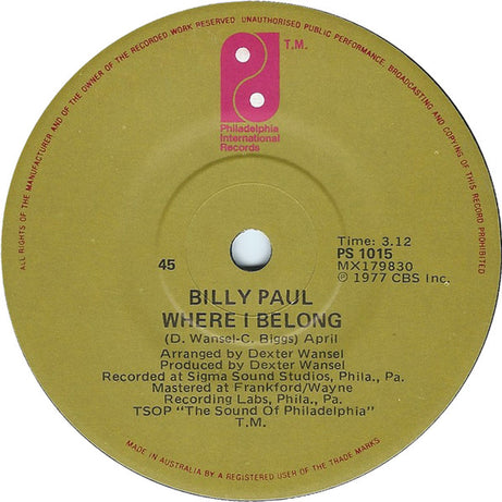 Billy Paul : Only The Strong Survive (7", Single)