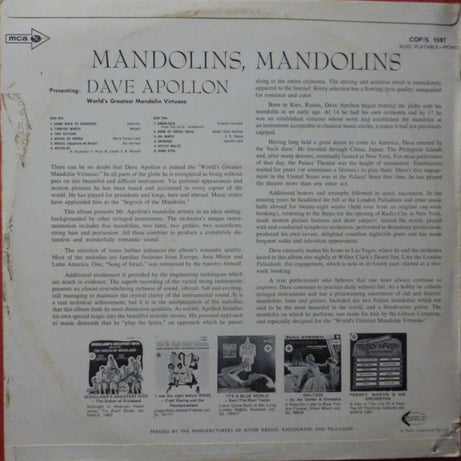 Dave Apollon : Mandolins! (LP, Album)