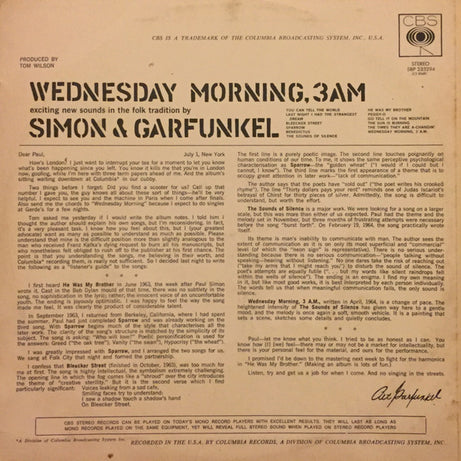 Simon & Garfunkel : Wednesday Morning, 3 A.M. (LP, Album, Ora)