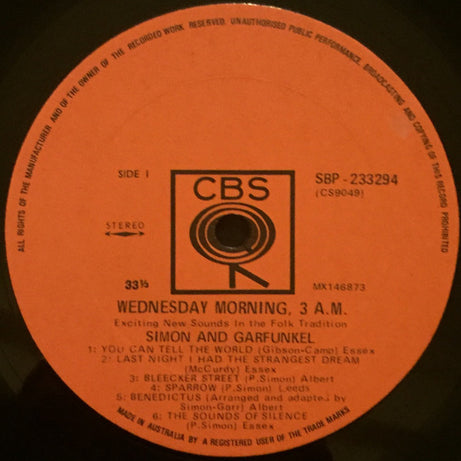 Simon & Garfunkel : Wednesday Morning, 3 A.M. (LP, Album, Ora)