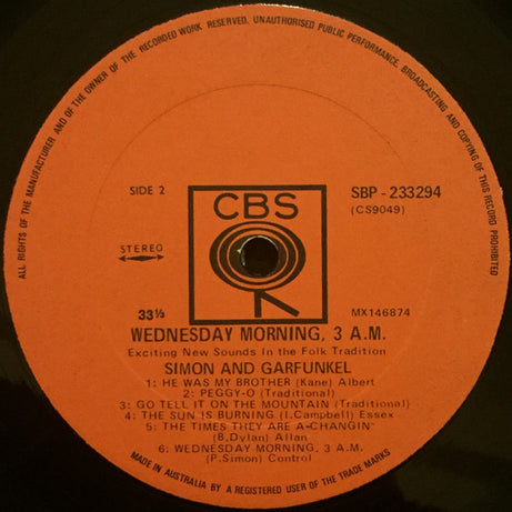 Simon & Garfunkel : Wednesday Morning, 3 A.M. (LP, Album, Ora)