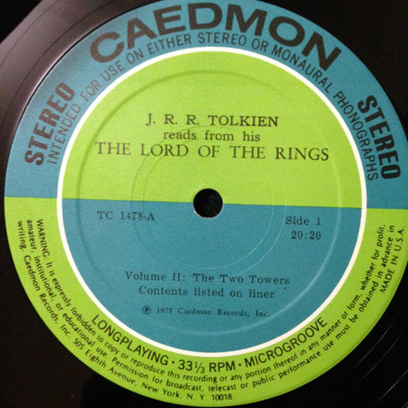 J.R.R. Tolkien : Reads And Sings His The Lord Of The Rings: The Two Towers / The Return Of The King (LP, Album, Gre)