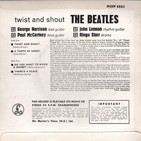 The Beatles : Twist And Shout (7", EP, Mono)