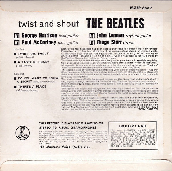 The Beatles : Twist And Shout (7", EP, Mono)