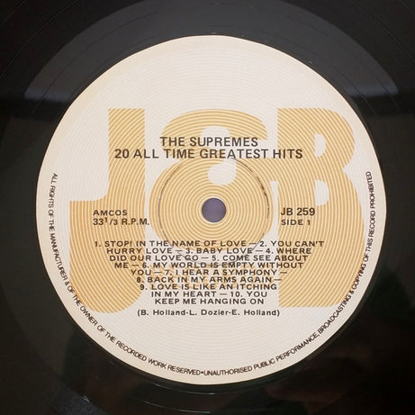 The Supremes : 20 All Time Greatest Hits (LP, Comp)