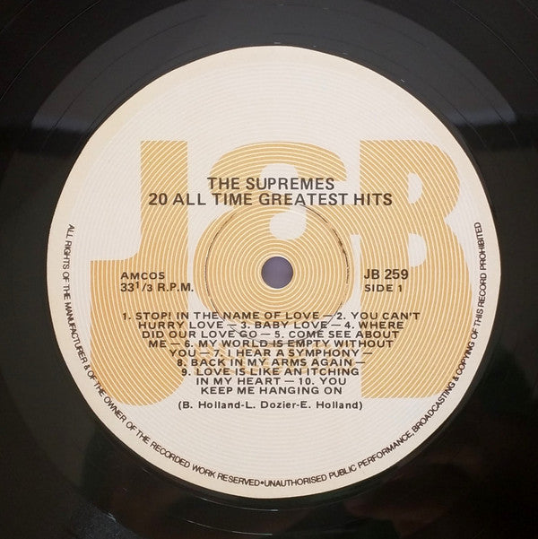 The Supremes : 20 All Time Greatest Hits (LP, Comp)