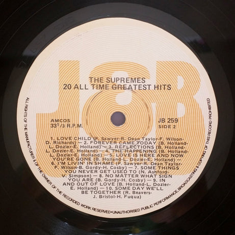 The Supremes : 20 All Time Greatest Hits (LP, Comp)
