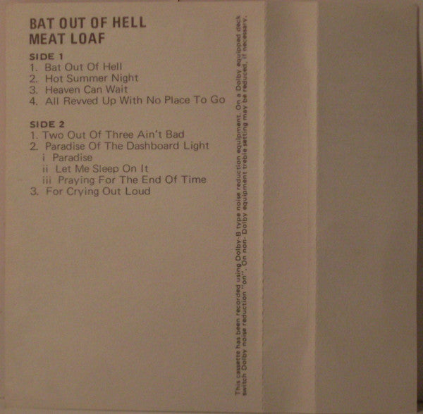 Meat Loaf : Bat Out Of Hell (Cass, Album, RE)