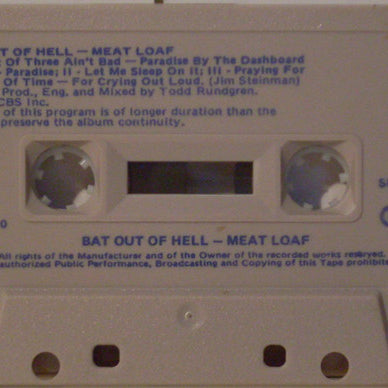 Meat Loaf : Bat Out Of Hell (Cass, Album, RE)