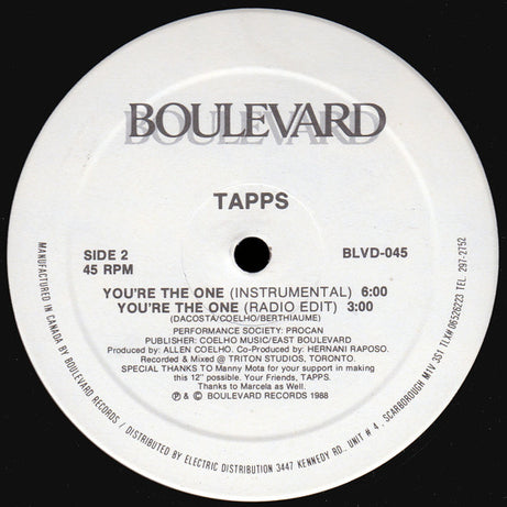 Tapps : You're The One (12")