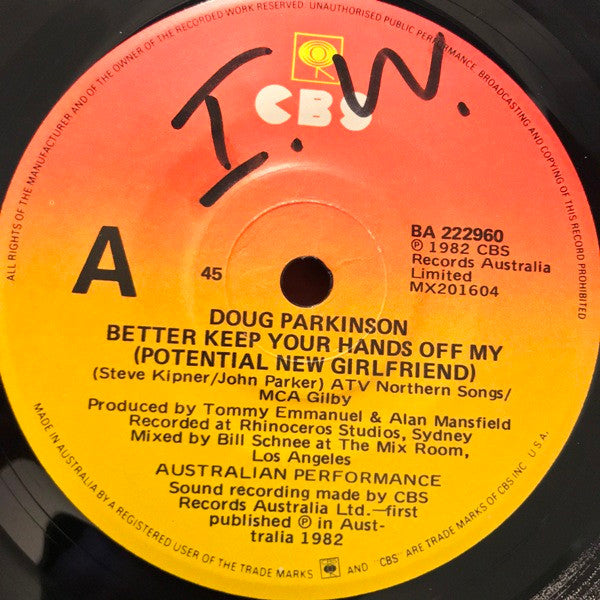 Doug Parkinson : Better Keep Your Hands Off My (Potential New Girlfriend) (7", Single)