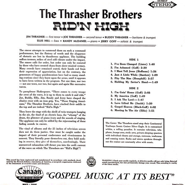 The Thrasher Brothers : Rid'n High (LP, Album)