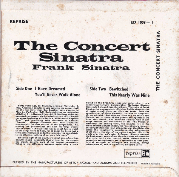 Frank Sinatra : The Concert Sinatra (7", EP)