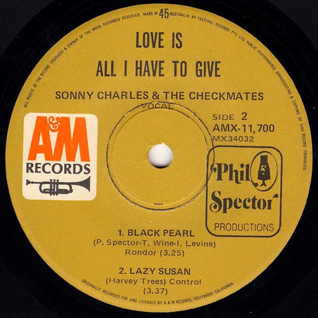 The Checkmates LTD. : Love Is All I Have To Give (7", EP, Mono)
