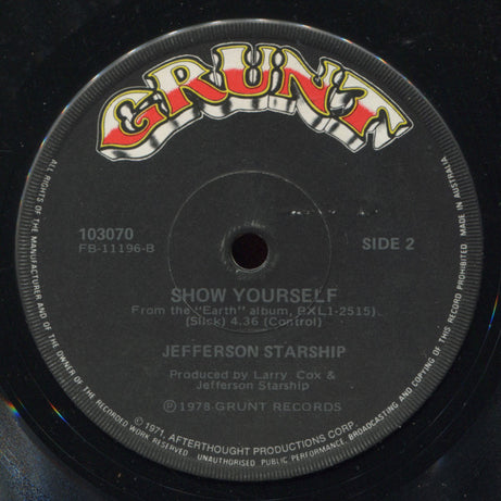 Jefferson Starship : Count On Me (7", Single)