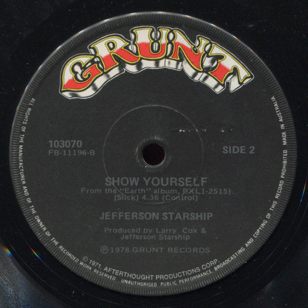 Jefferson Starship : Count On Me (7", Single)