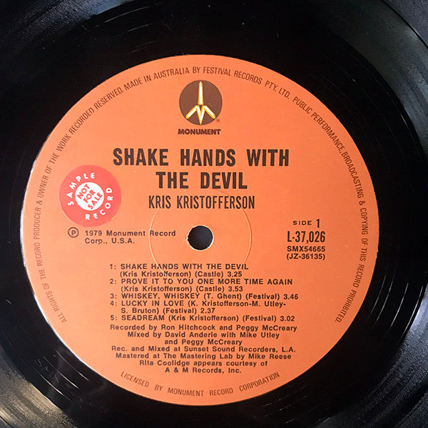 Kris Kristofferson : Shake Hands With The Devil (LP, Album)