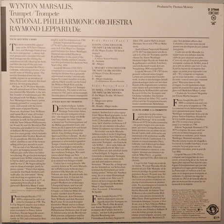Joseph Haydn • Johann Nepomuk Hummel • Leopold Mozart, Wynton Marsalis, National Philharmonic Orchestra, Raymond Leppard : Trumpet Concertos (LP)