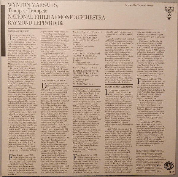 Joseph Haydn • Johann Nepomuk Hummel • Leopold Mozart, Wynton Marsalis, National Philharmonic Orchestra, Raymond Leppard : Trumpet Concertos (LP)