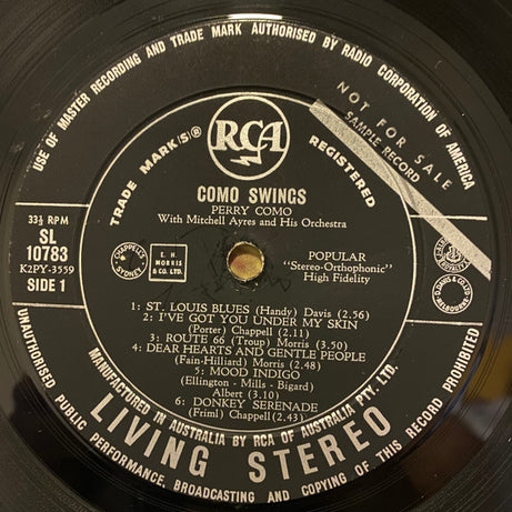 Perry Como : Como Swings (LP, Album, Promo)