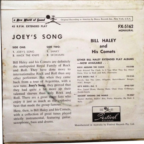 Bill Haley And His Comets : Joey's Song (7", EP)