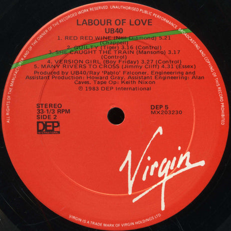 UB40 : Labour Of Love (LP, Album)