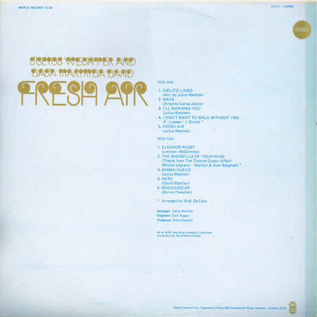 Julius Wechter And Baja Marimba Band : Fresh Air (LP, Album, Club)