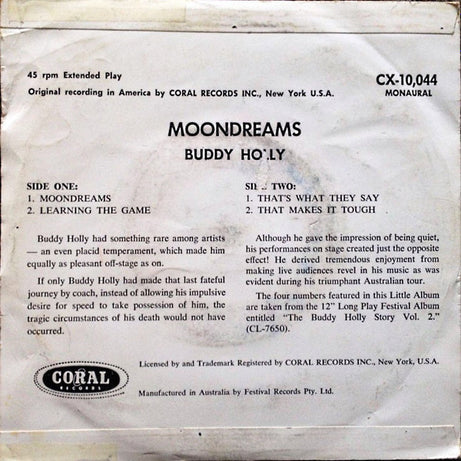 Buddy Holly : Moondreams (7", EP)