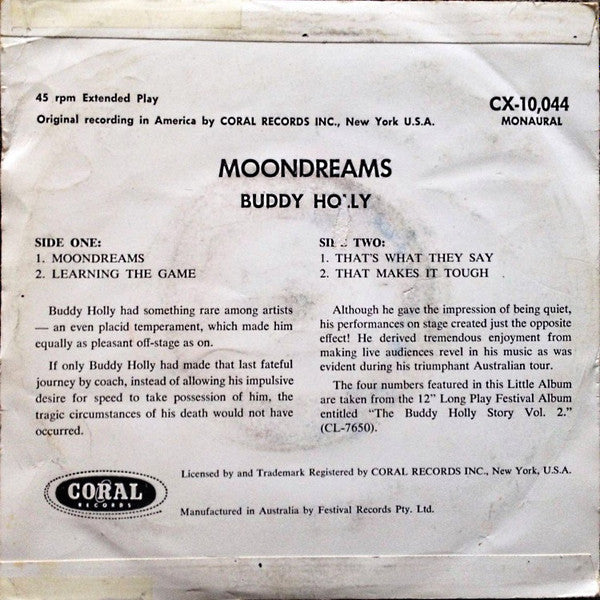 Buddy Holly : Moondreams (7", EP)