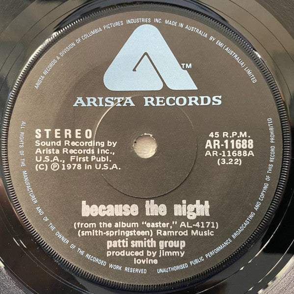 Patti Smith Group : Because The Night  (7", Single)