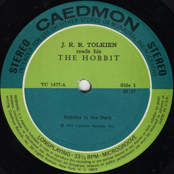 J.R.R. Tolkien : Reads And Sings His The Hobbit And The Fellowship Of The Ring (LP)