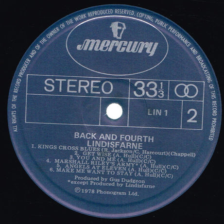 Lindisfarne : Back And Fourth (LP, Album, Gat)