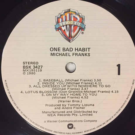 Michael Franks : One Bad Habit (LP, Album)