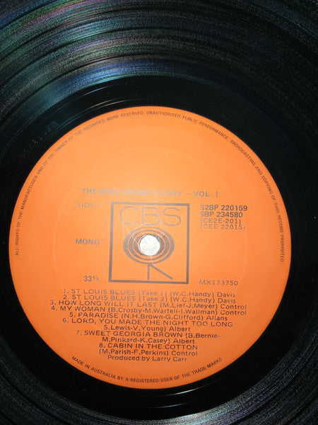 Bing Crosby : The Bing Crosby Story Volume I: The Early Jazz Years, 1928-1932 (2xLP, Comp, Mono)