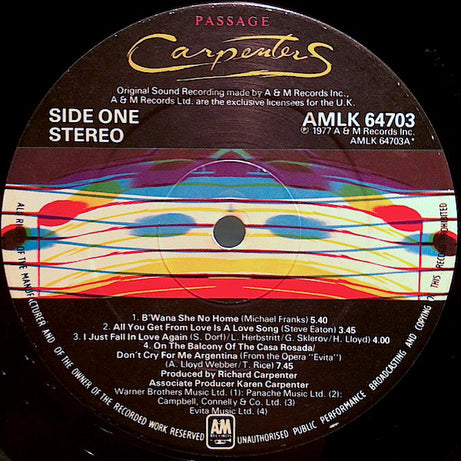 Carpenters : Passage (LP, Album, Gat)