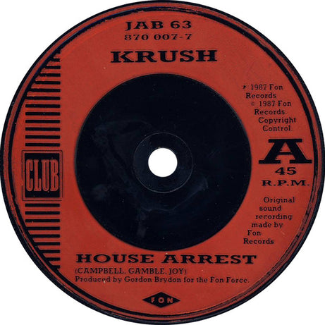 Krush : House Arrest (7", Single, Red)
