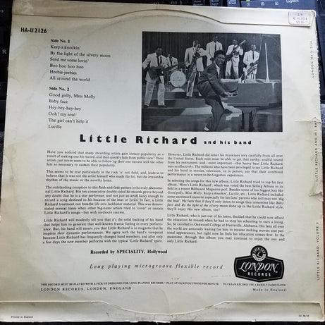 Little Richard : Little Richard - Vol. 2 (LP, Album, Mono)