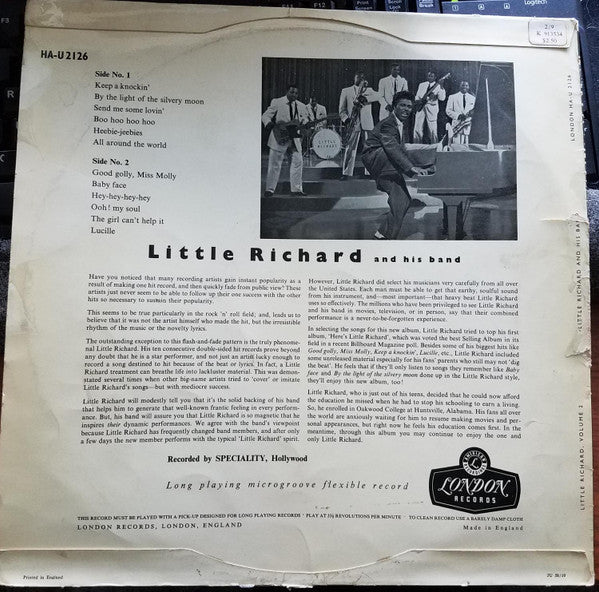 Little Richard : Little Richard - Vol. 2 (LP, Album, Mono)