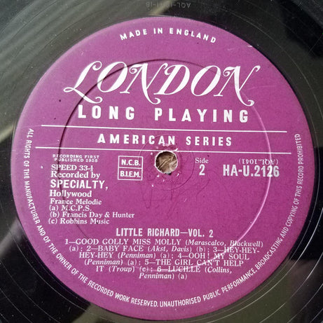 Little Richard : Little Richard - Vol. 2 (LP, Album, Mono)