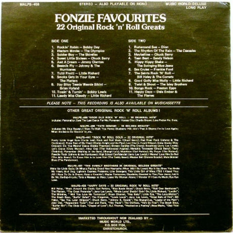 Various : Fonzie Favourites - 22 Original Rock 'n' Roll Greats (LP, Comp, Mono, P/Unofficial)