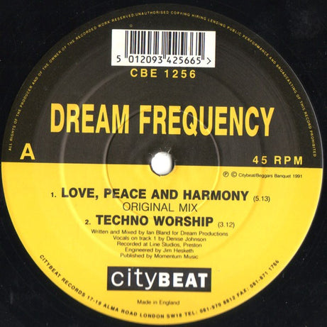 Dream Frequency : Love, Peace And Harmony (12", Single)