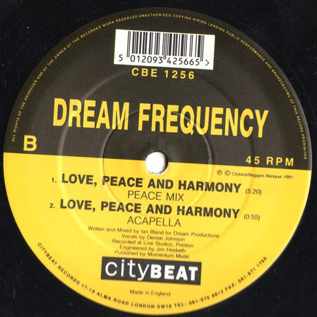 Dream Frequency : Love, Peace And Harmony (12", Single)
