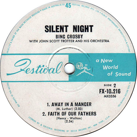 Bing Crosby : Silent Night (7", EP, Mono)