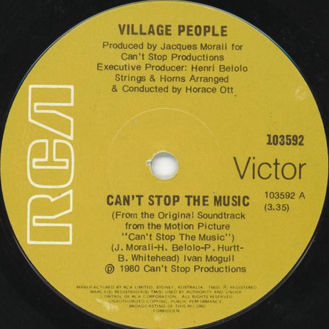 Village People : Can't Stop The Music  (7", Single)