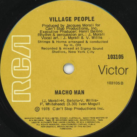 Village People : Just A Gigolo / I Ain't Got Nobody / Macho Man (7", Single)