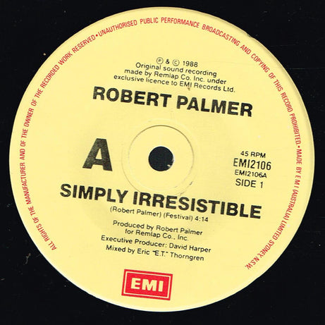 Robert Palmer : Simply Irresistible (7")