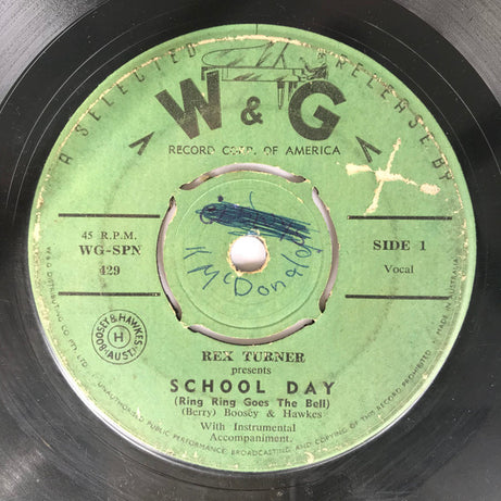 Rex Turner (2) : School Day (Ring Ring Goes The Bell) / Honky Tonk Song (7", Single)